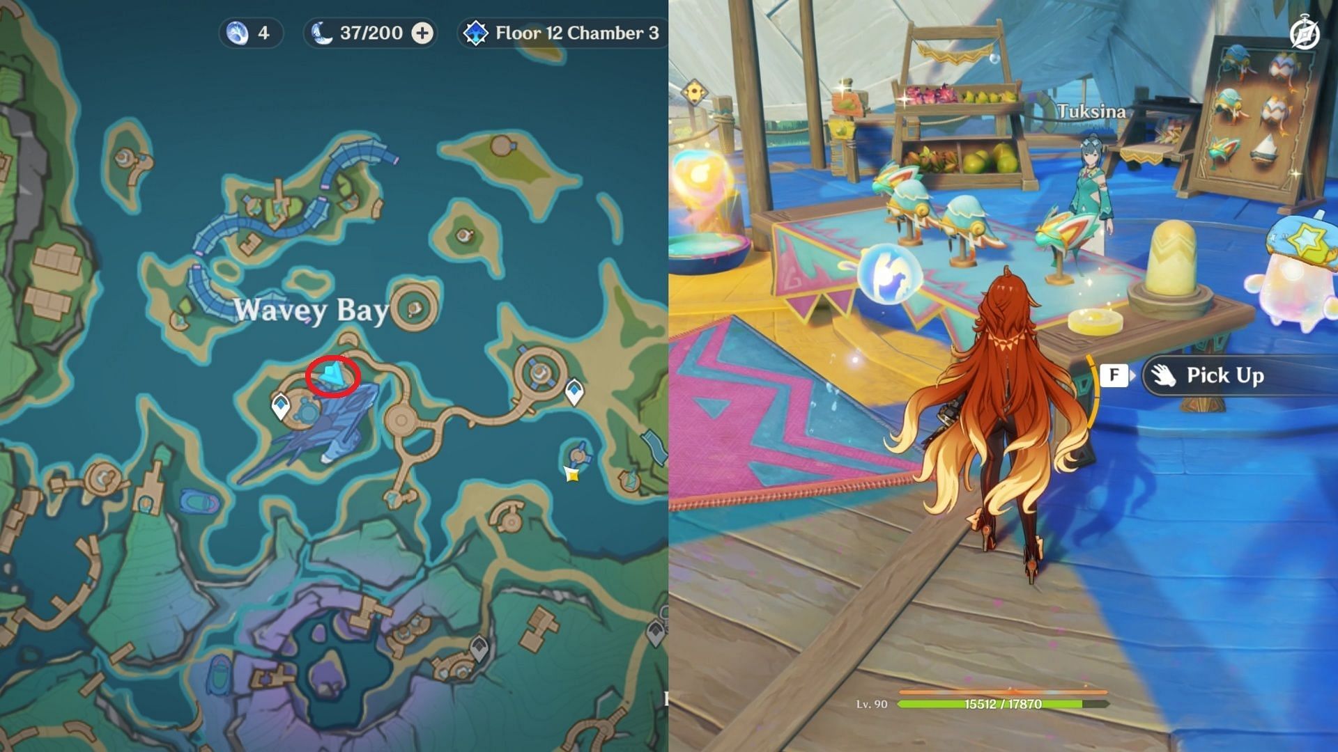 Radiant Spincrystal location in Wavey Bay (Image via HoYoverse)